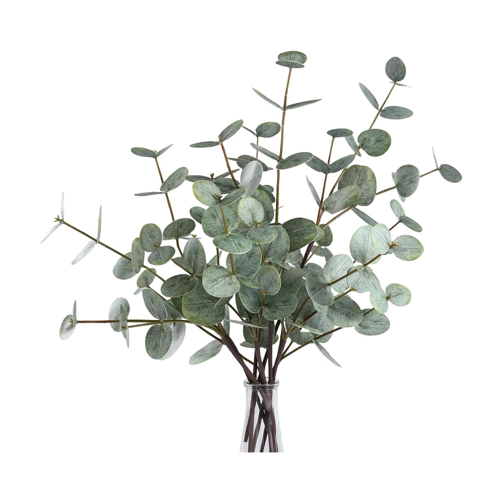 Real Touch Artificial Faux Eucalyptus Stems Dual-Sided Lifelike Leaves Fake / Gray Green / Set of 6