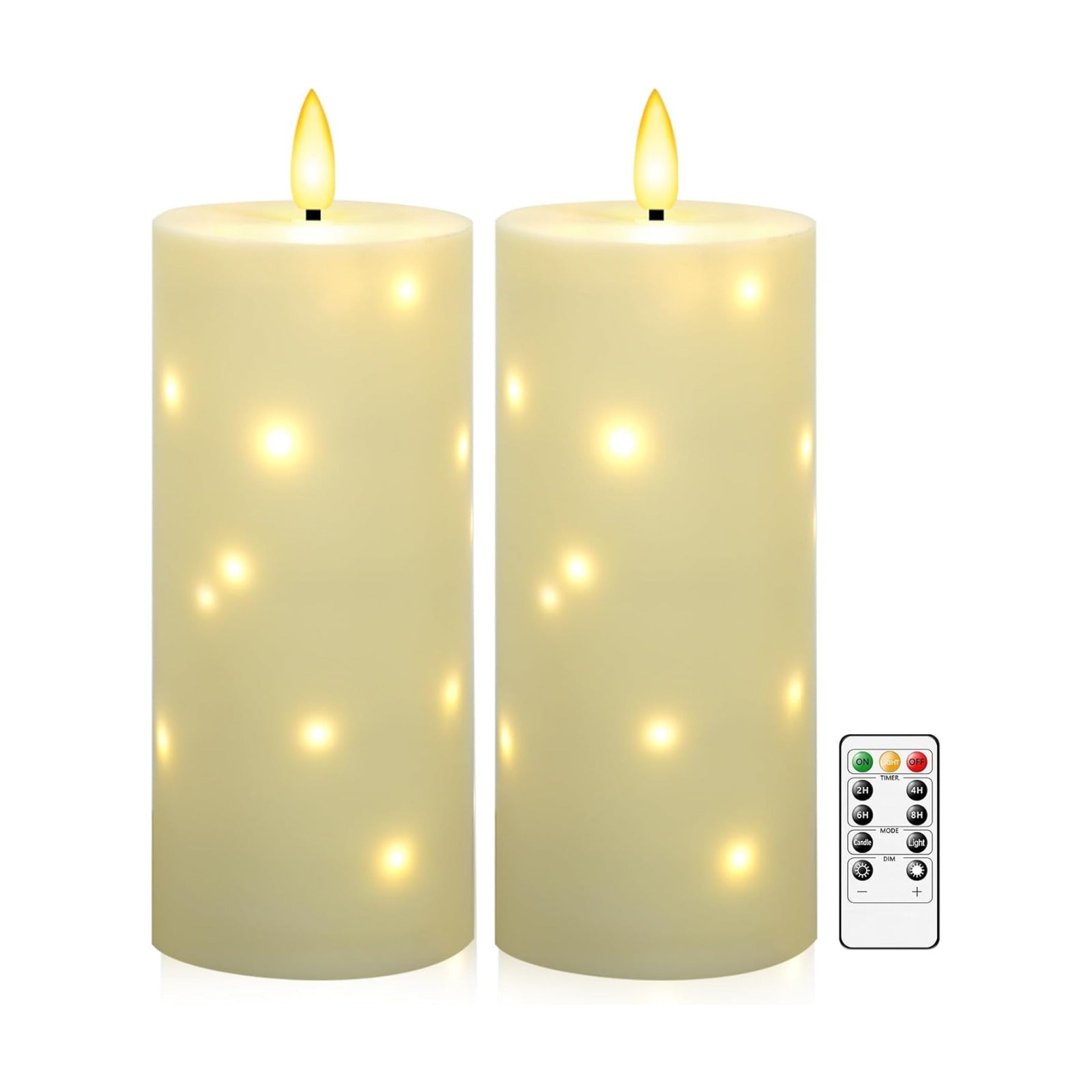 kakoya 10" x 4" Large Outdoor Waterproof Flickering Flameless Candles with Timer,2Pcs Battery Operated LED Pillar