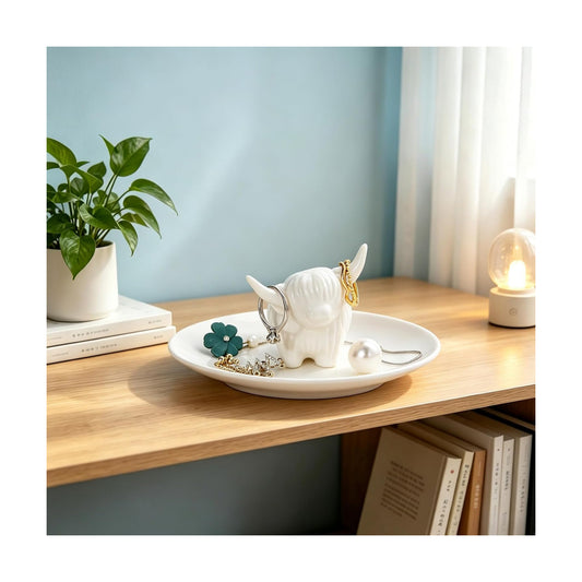 Highland Cow Ring Holder Dish Unique Ceramic jewelry Dish Tray Home Decor / Highland Cow Ceramic
