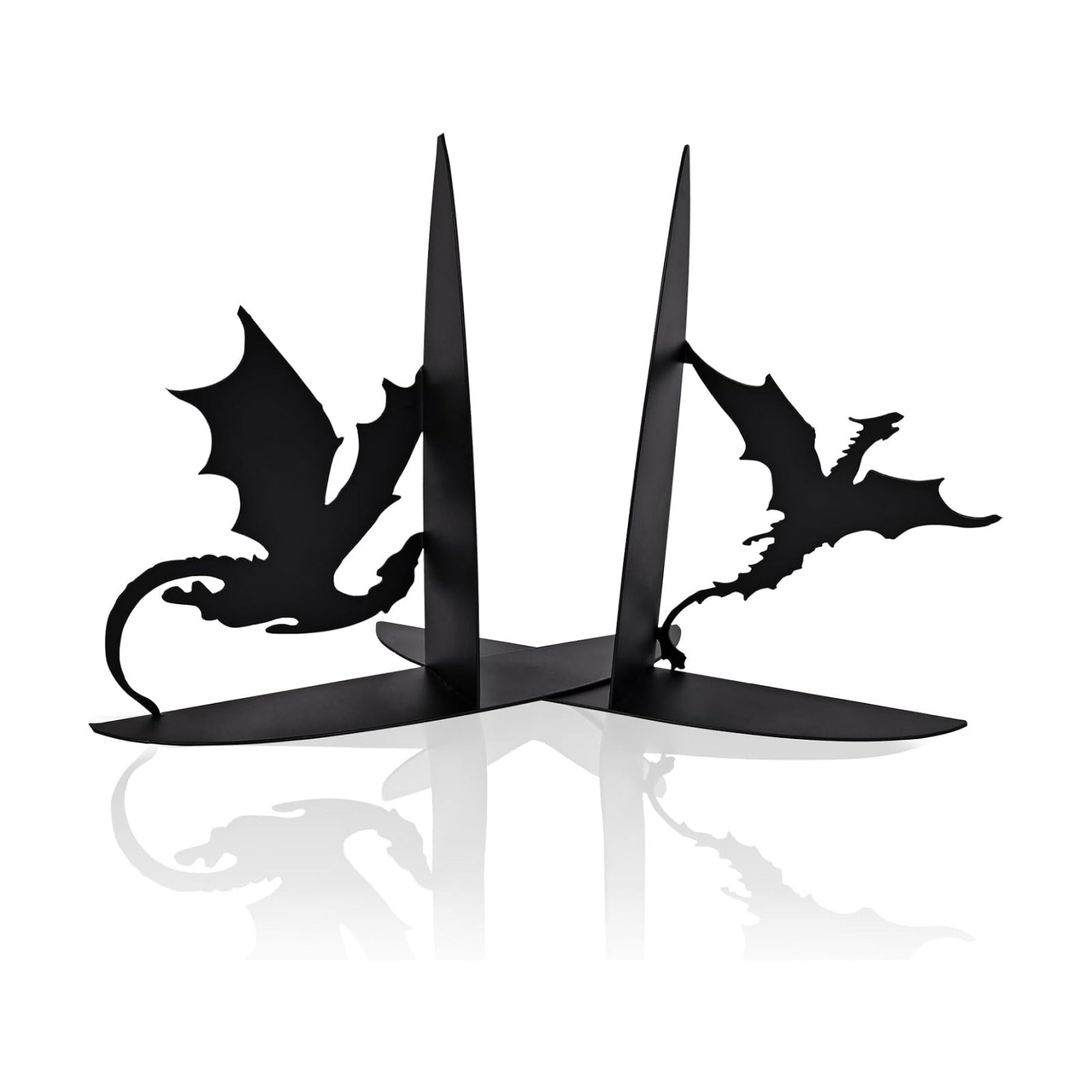 Metal Dragon Bookends Stoppers Holder Stand for Desk Shelf Cool Dragon Book Ends Decorative / Black
