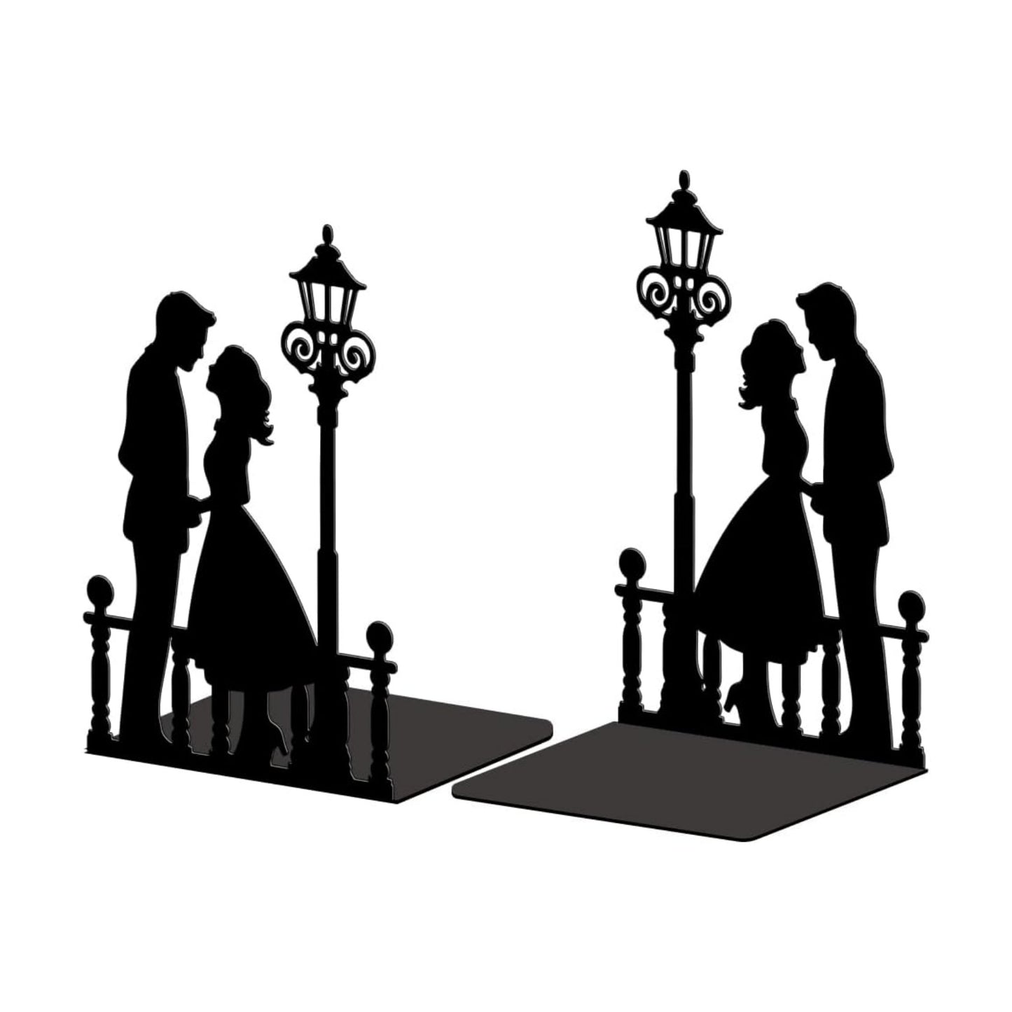 Metal Bookends / Men and Women Under Streetlight