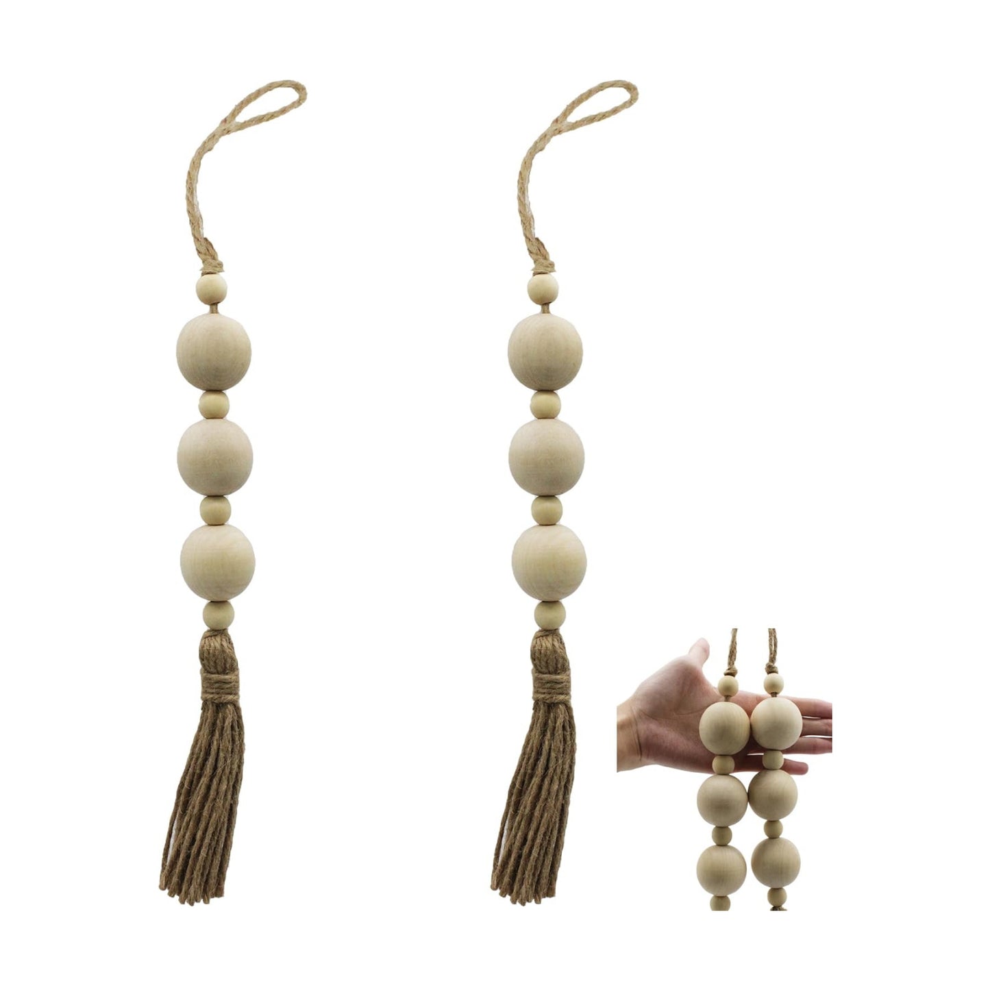 Farmhouse Decor Wooden Bead / Natural-style-2 / Set of 2