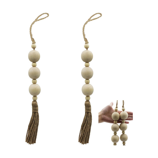 Farmhouse Decor Wooden Bead / Natural-style-2 / Set of 2