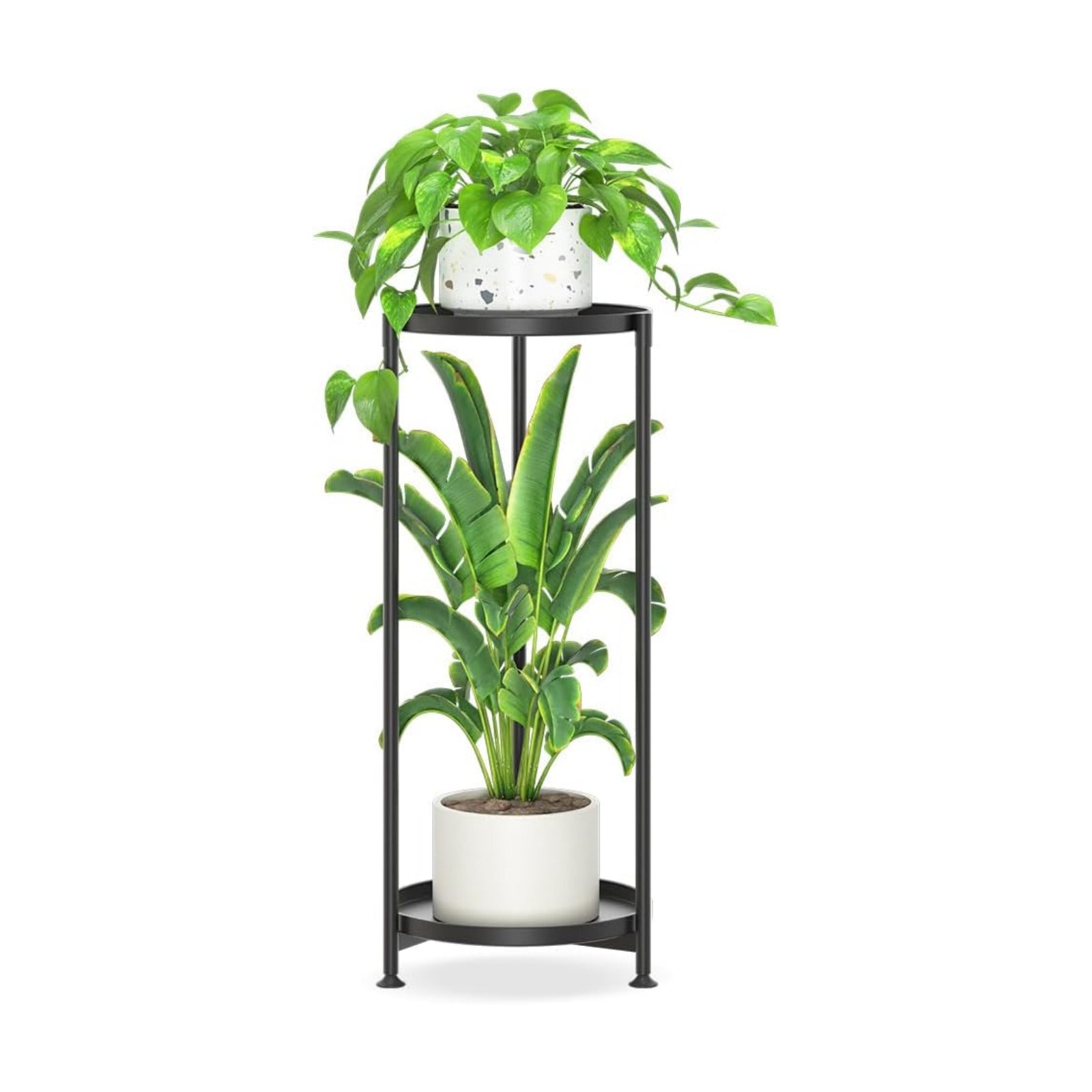 iDavosic.ly 2 Tier Metal Corner Plant Stand Indoor Outdoor, 29'' Tall Black | Vertical Flower Display Holder for 11''