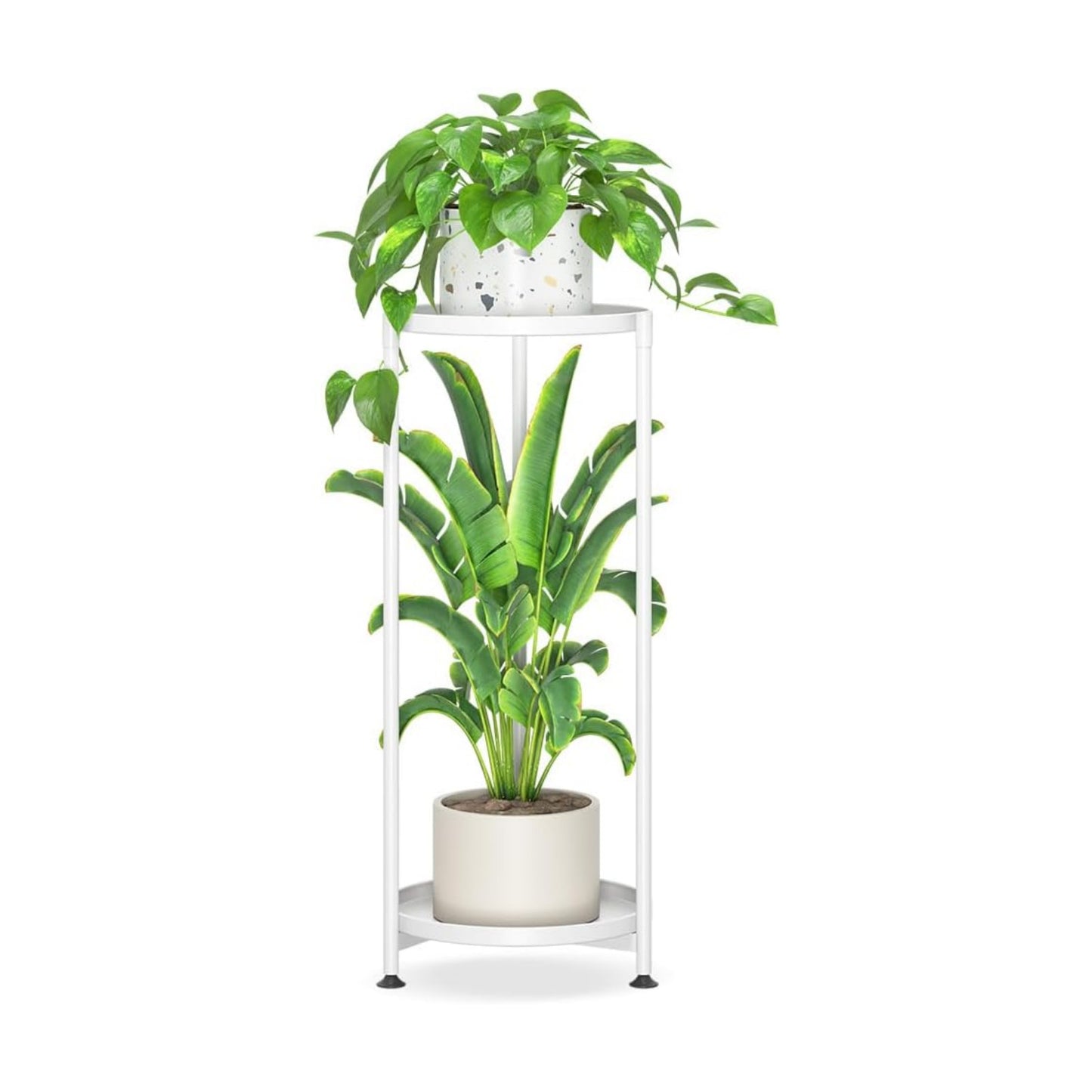 iDavosic.ly 2 Tier Metal Corner Plant Stand Indoor Outdoor, 29'' Tall White | Vertical Flower Display Holder for 11''