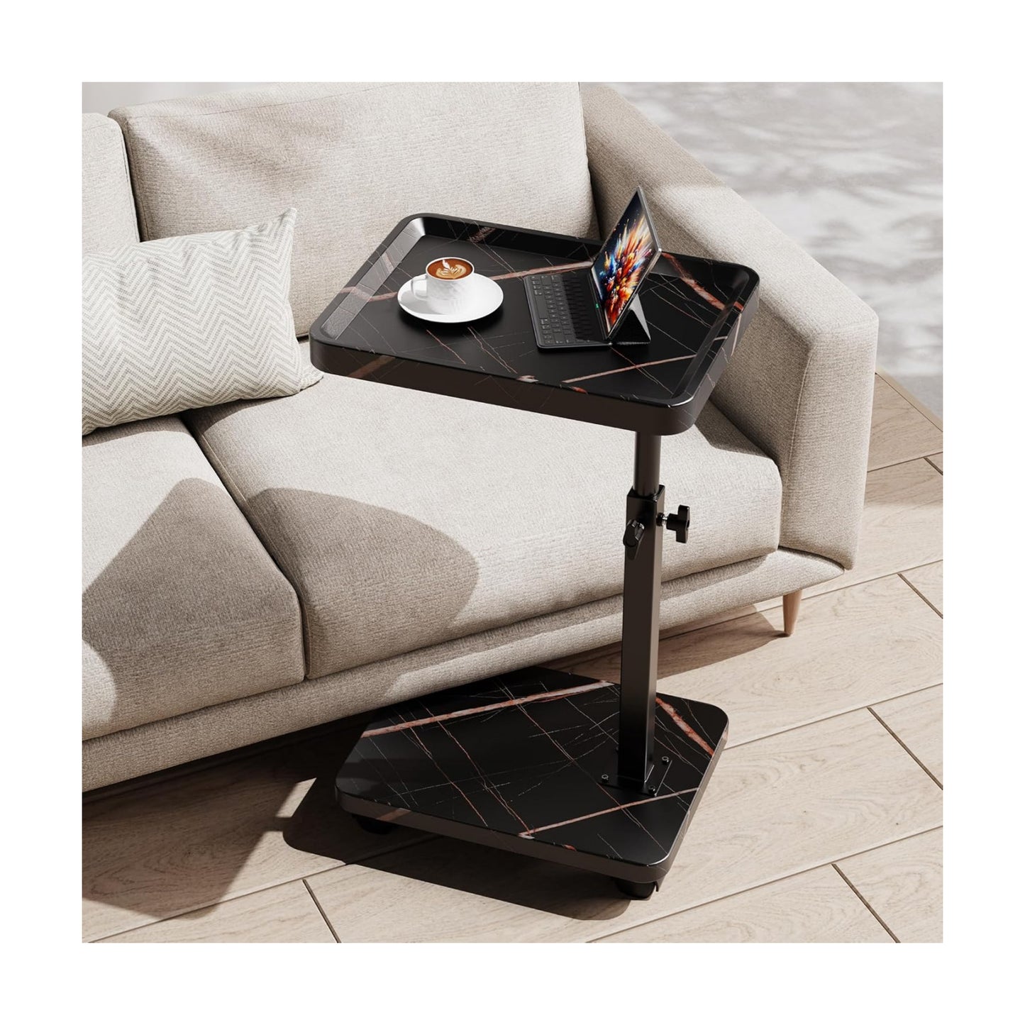 360°Swivel TV Tray Table for Small Spaces / L15.7*w11.8 / Black-height Adjustable