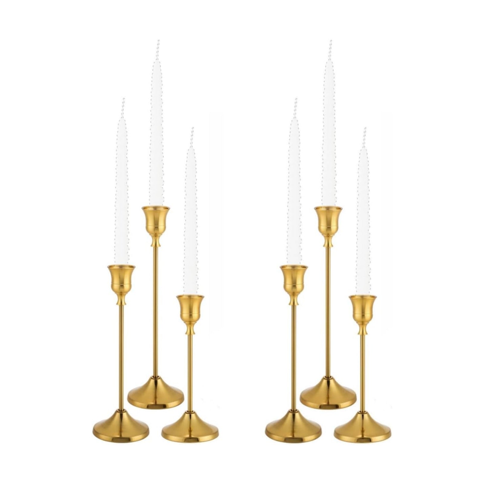 Candlestick Holders, 6PCS Metal Taper Candle Holder, Brass Gold Candle Holders for Candlesticks, Candle Holder for