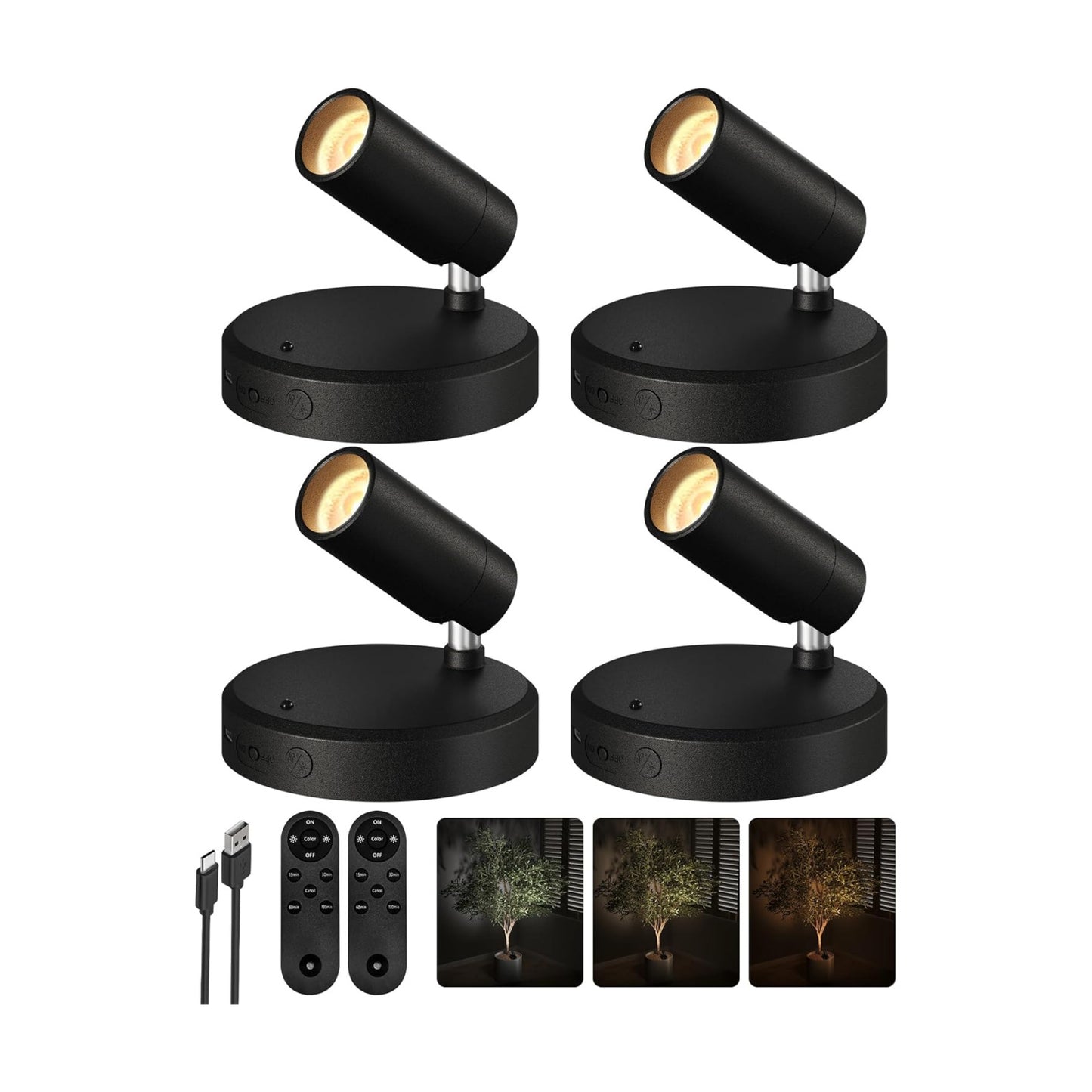 EZVALO Spotlights Indoor with Remote, 5500mAh Rechargeable Picture Lights, Wireless LED Uplighting with Timer &
