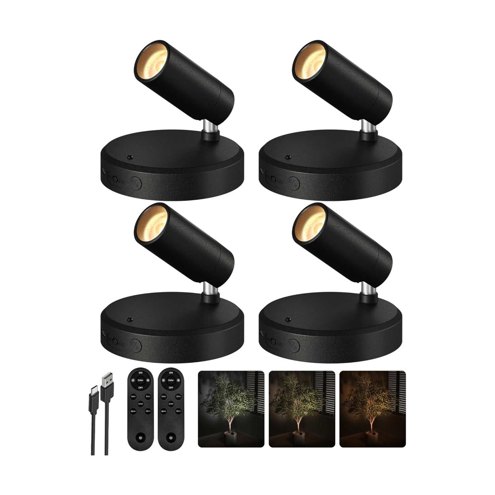 EZVALO Spotlights Indoor with Remote, 5500mAh Rechargeable Picture Lights, Wireless LED Uplighting with Timer &