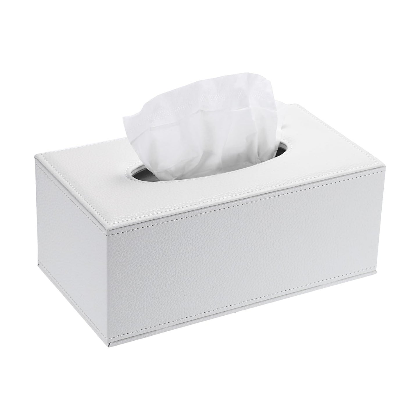 Tissue Box Cover Rectangle Tissue Box Stylish PU Tissue Box Holder / White / Small