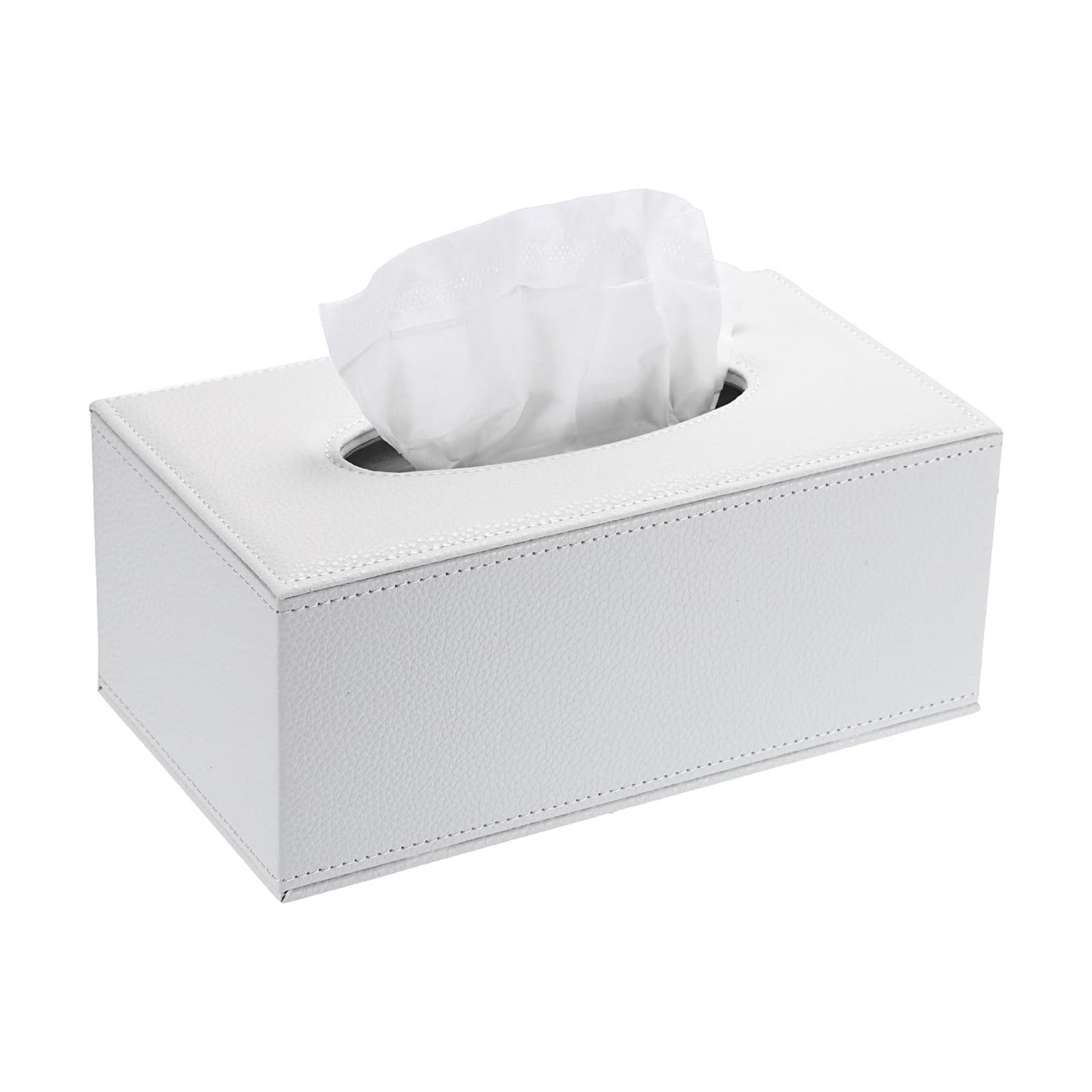 Tissue Box Cover Rectangle Tissue Box Stylish PU Tissue Box Holder / White / Small