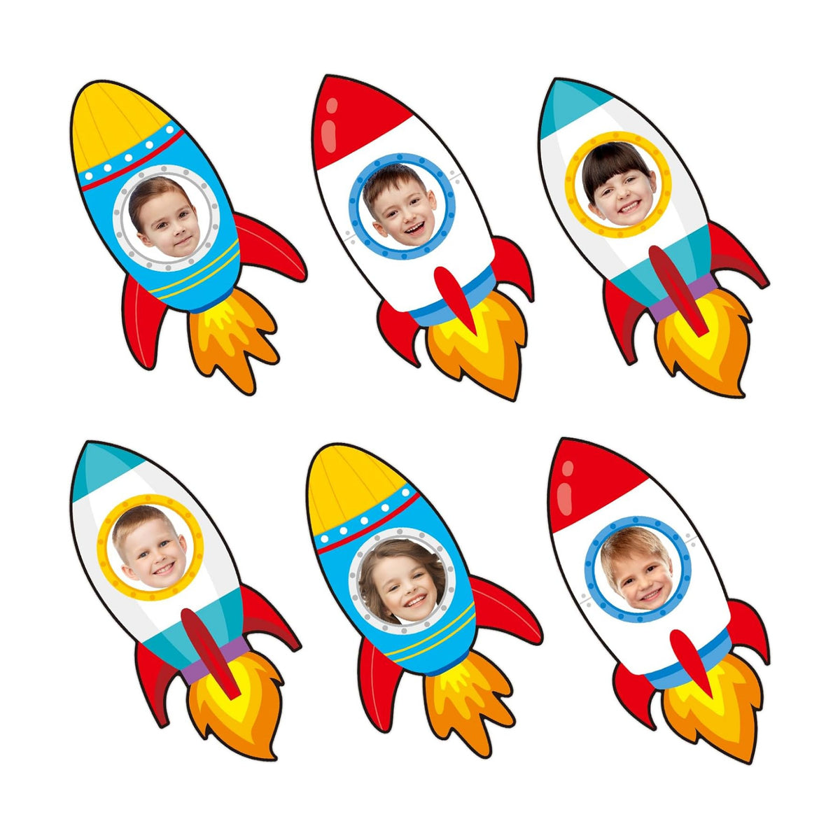 36 Pcs Rocket Cutouts for Bulletin Board Decoration Outer Space Theme Cutouts with Photo Space for Teacher DIY Craft for Galaxy Classroom Wall Décor