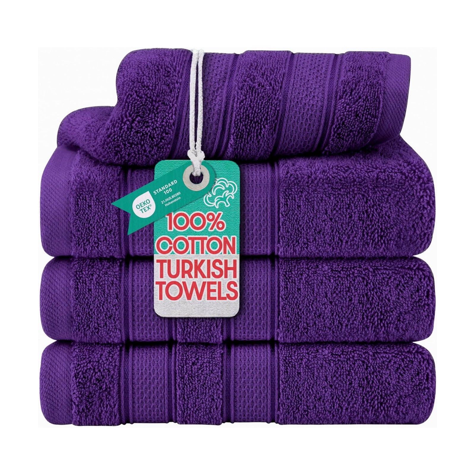 American Soft Linen Salem 100% Cotton Turkish 4 Piece Hand Towels for Bathroom, 600 GSM Soft Absorbent Quickdry Hand