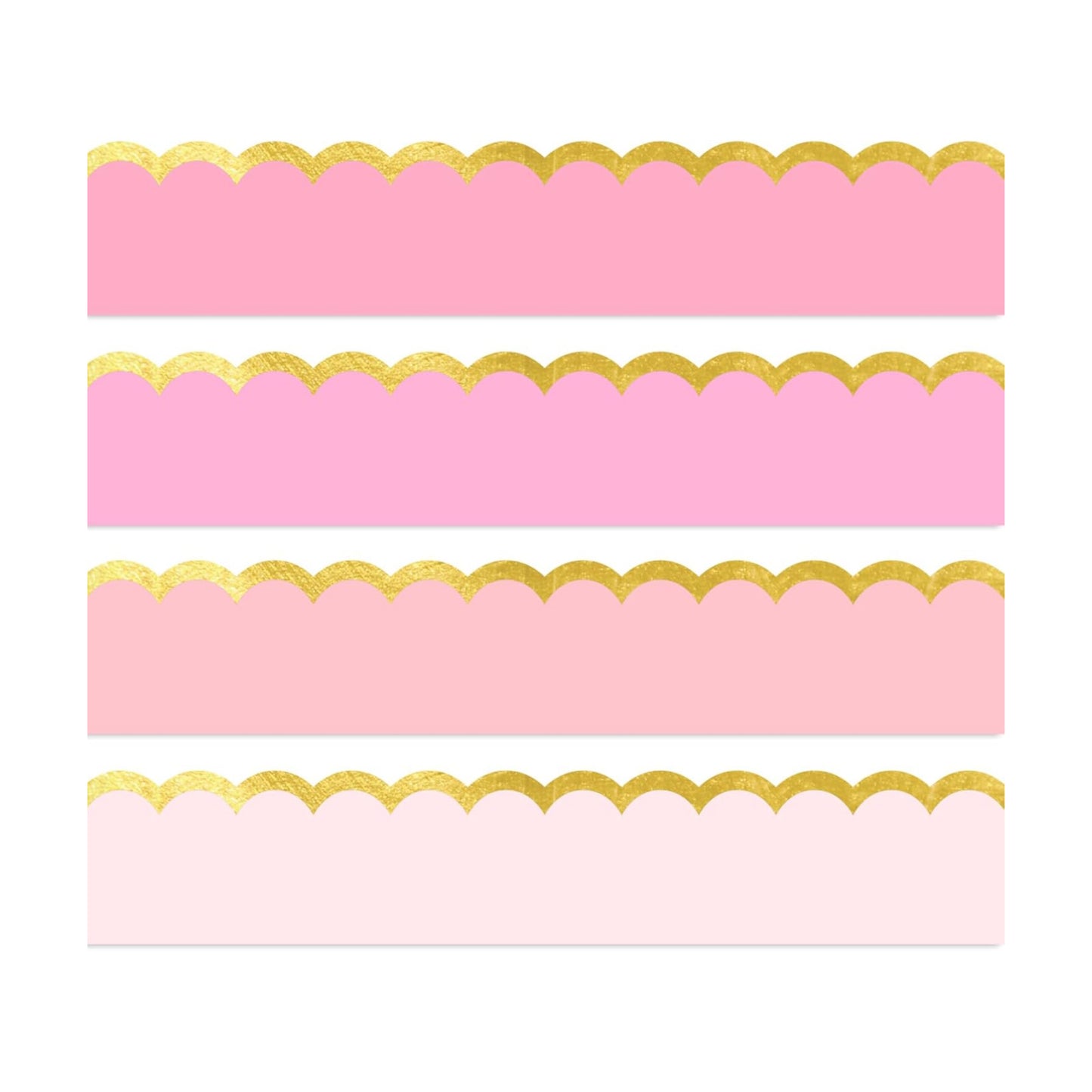 Foil Gold Border Gradient Scalloped Border Trim Wavy Trim DIY / Pink / 69 ft