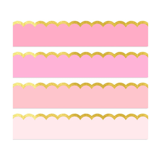Foil Gold Border Gradient Scalloped Border Trim Wavy Trim DIY / Pink / 69 ft