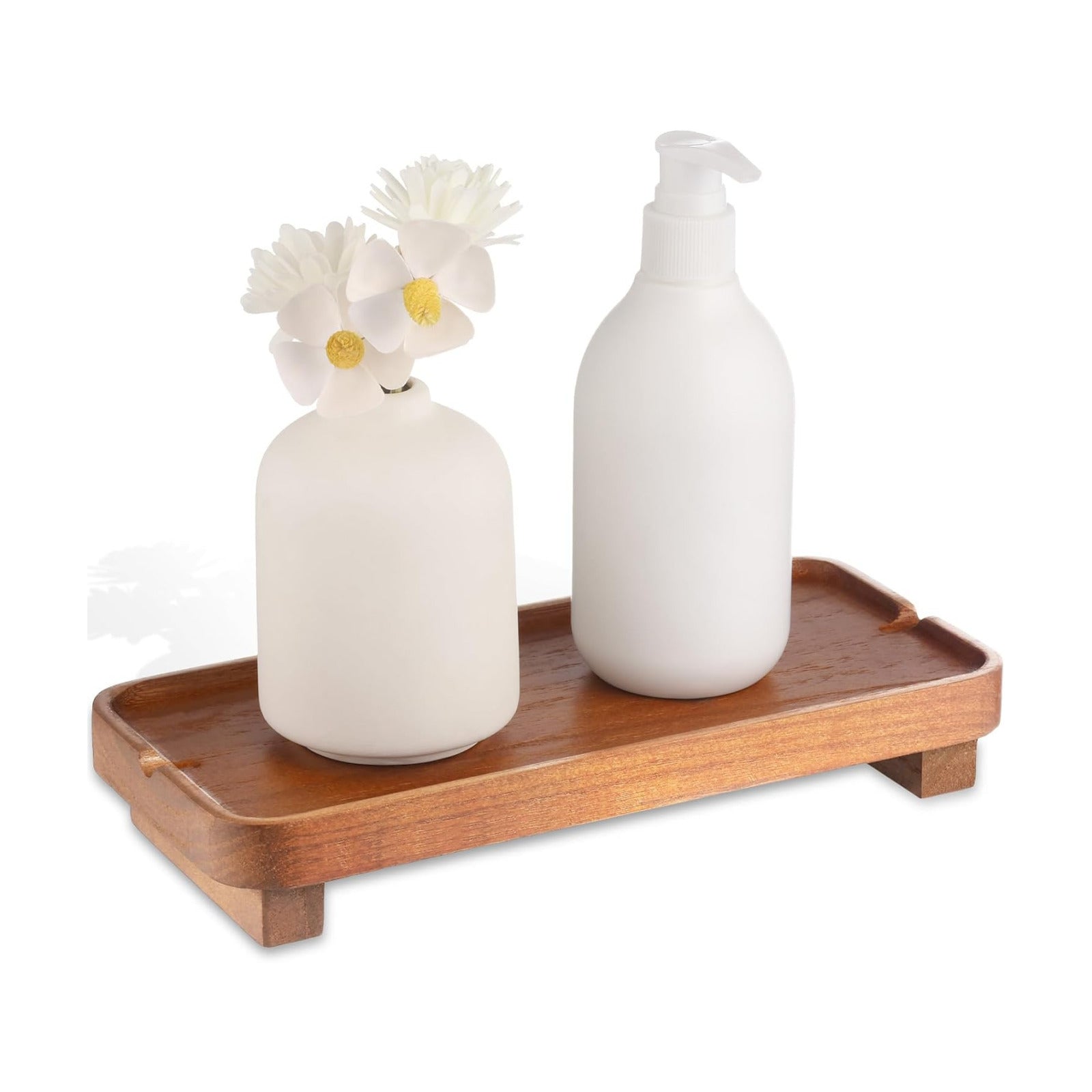 Wood Riser Small Decorative Tray Sink Soap Dish / Light Brown / 10 * 4.5 Inches / 4.5 Inch