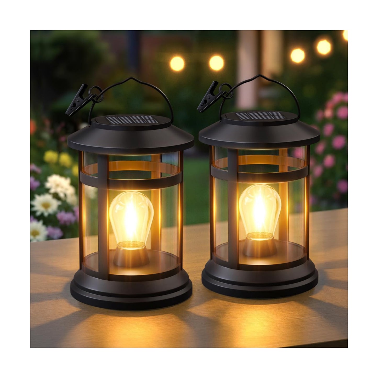 Solar Lanterns Outdoor Waterproof: 2 Pack Hanging Solar Lights for Outside | Solar Powered, 800 mAh Battery, Bright LED
