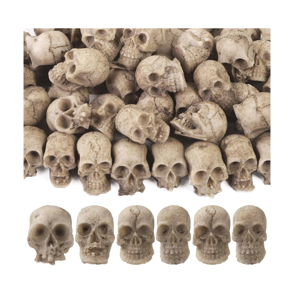50pcs Halloween Mini Skulls Miniature Resin Skeleton Head Party Decorations