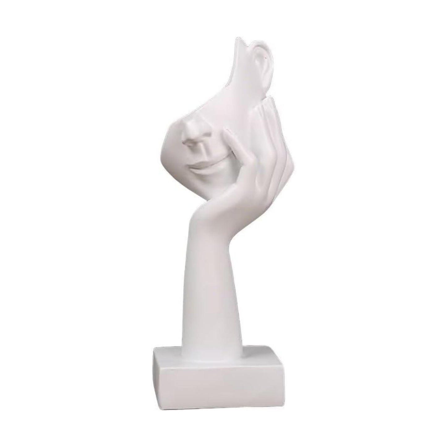 Thinker Statue Creative Women Face Art Statue Abstract Character Crafts Ornaments / White A