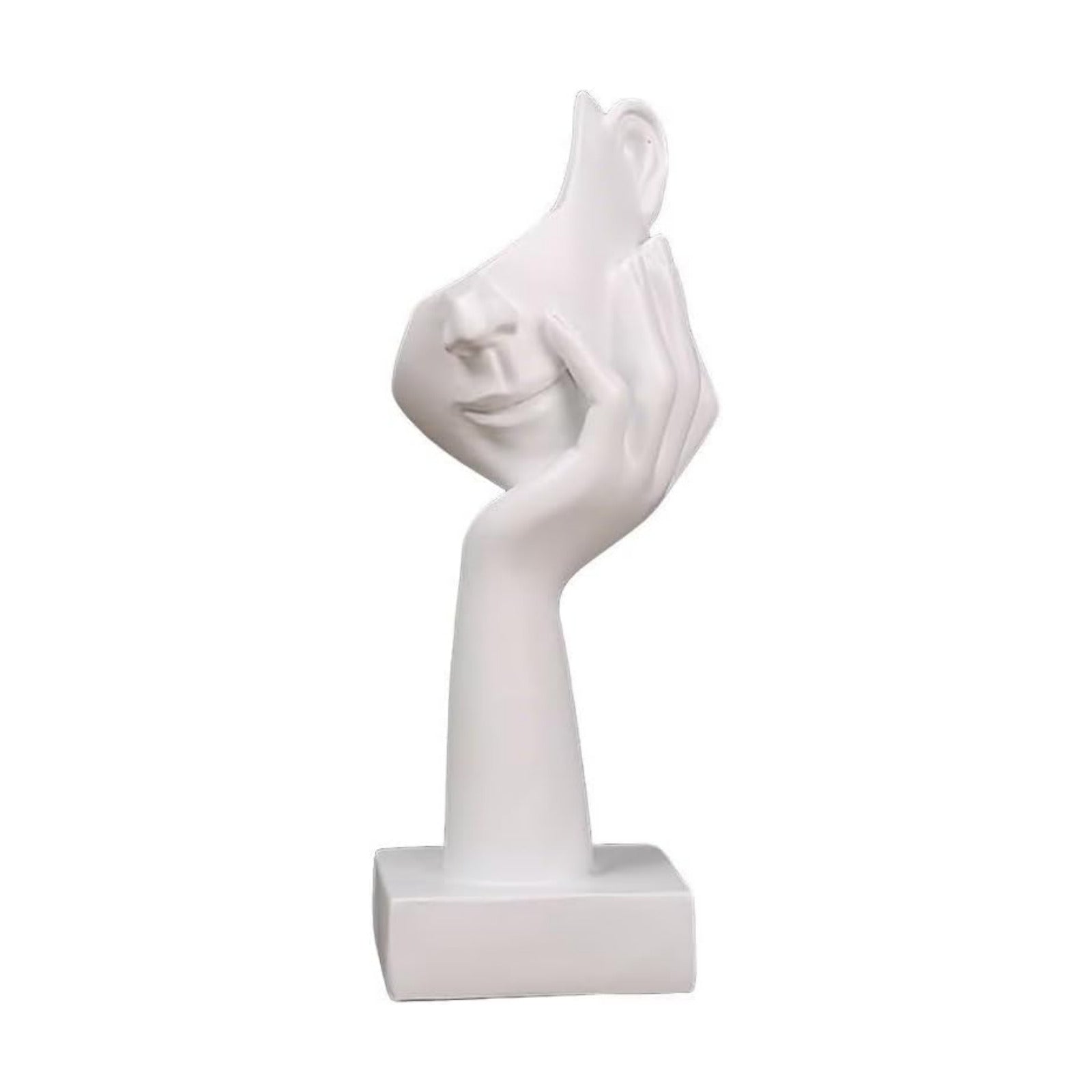 Thinker Statue Creative Women Face Art Statue Abstract Character Crafts Ornaments / White A