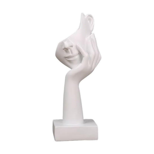 Thinker Statue Creative Women Face Art Statue Abstract Character Crafts Ornaments / White A