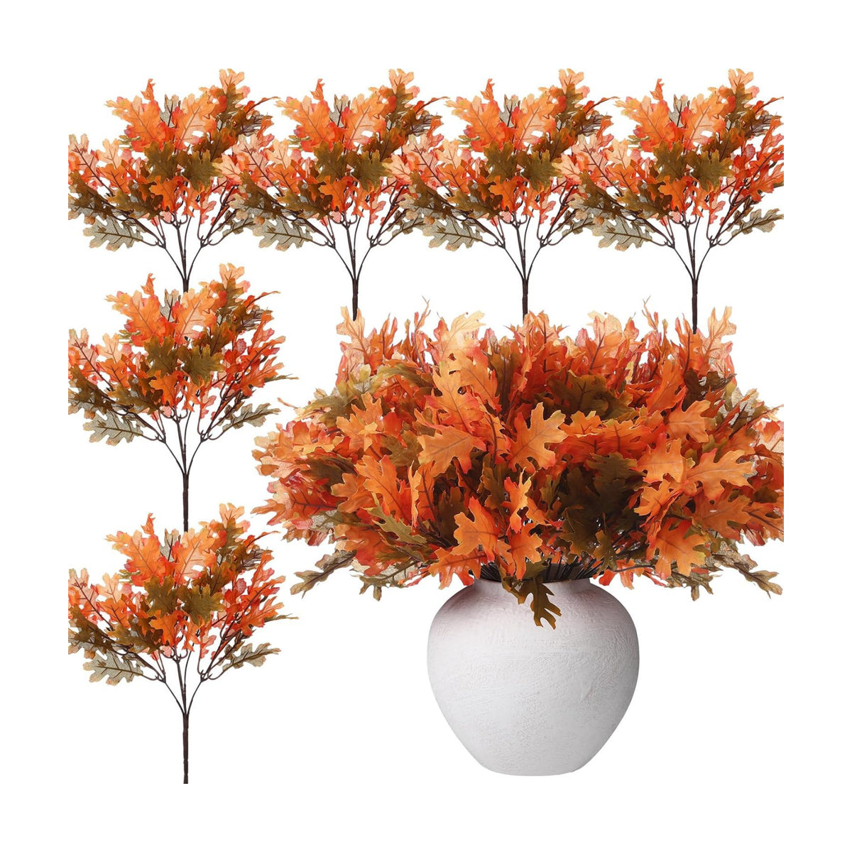 Thiccywoov 12 Pcs Fall Artificial Oak Leaves Autumn Decor, Withered Yellow