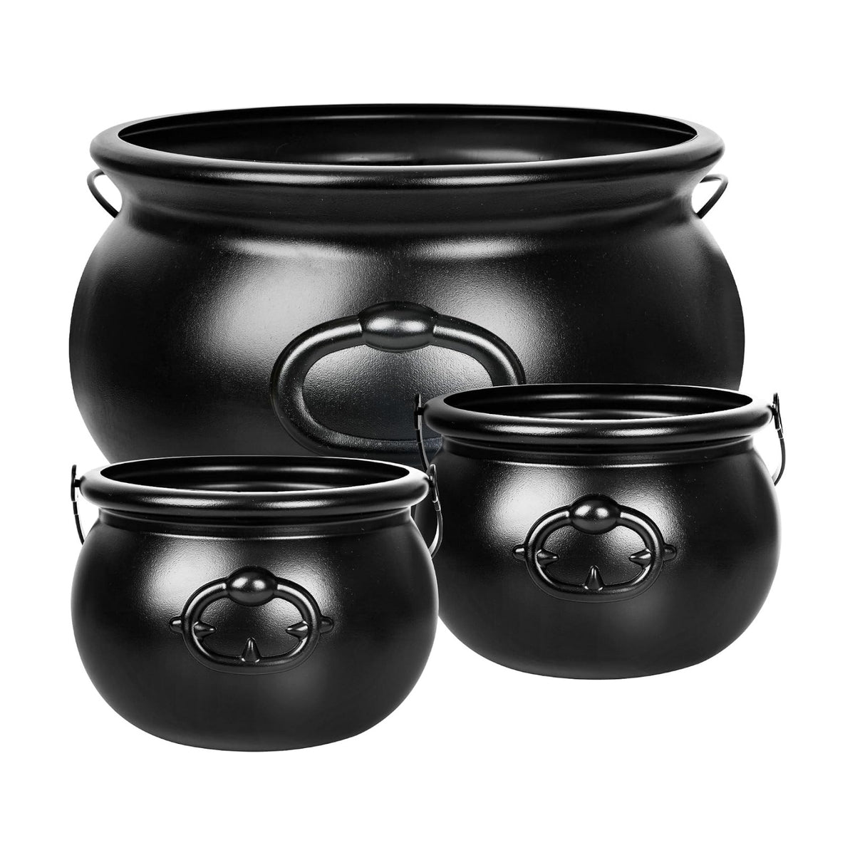 3 PCS Halloween Cauldron, Black Plastic Witch Cauldron Pots for Party Decor