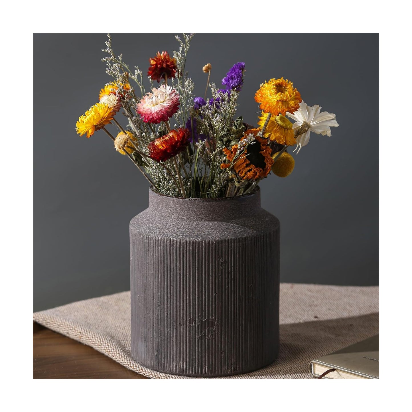 Farmhouse Vase / Vintage Rustic Terracotta Flower Vase Suitable / Brown and Black / 6.1 x 7
