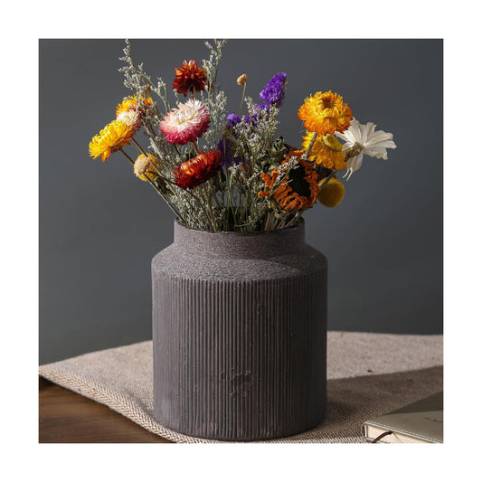 Farmhouse Vase / Vintage Rustic Terracotta Flower Vase Suitable / Brown and Black / 6.1 x 7