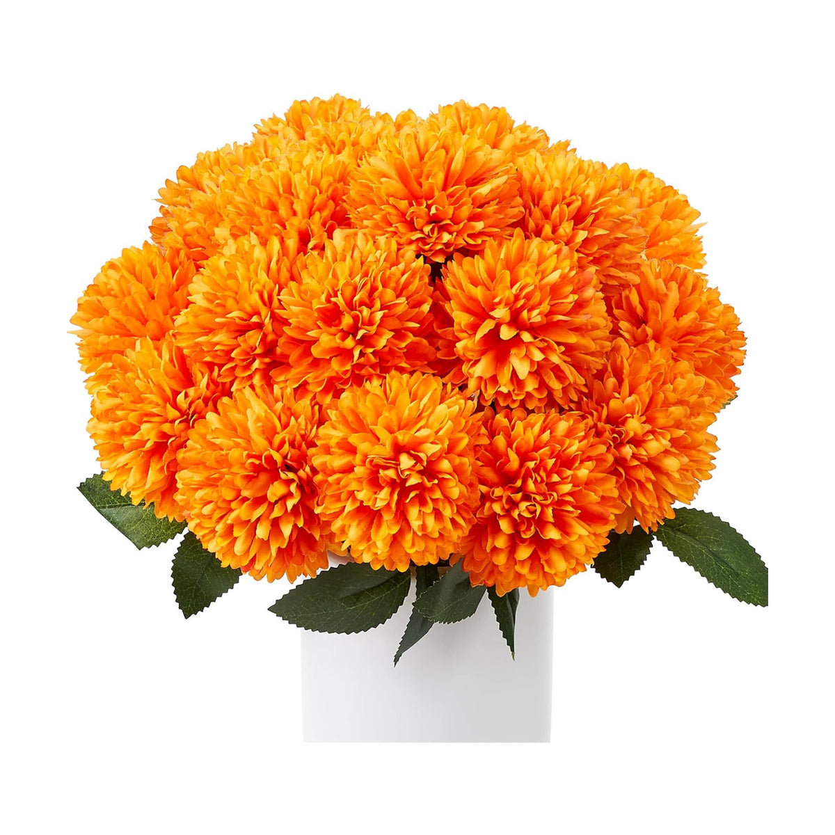 SITUMEIZI 12 Pcs Orange Artificial Chrysanthemum Flowers, Fake Mums