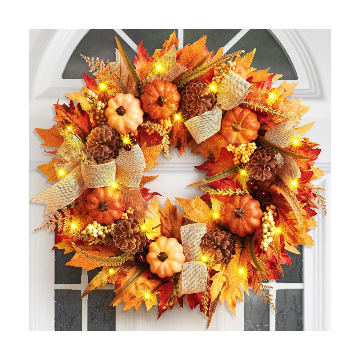 Fall Wreaths for Front Door Outside, 2 Pack Fall Door Wreath, 20 Inch