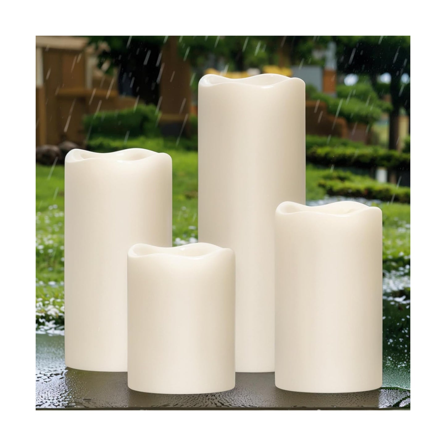 Eldnacele Outdoor Waterproof Flameless Flickering Candles with 6 Hour Timer | Battery Operated Outdoor Candles, White