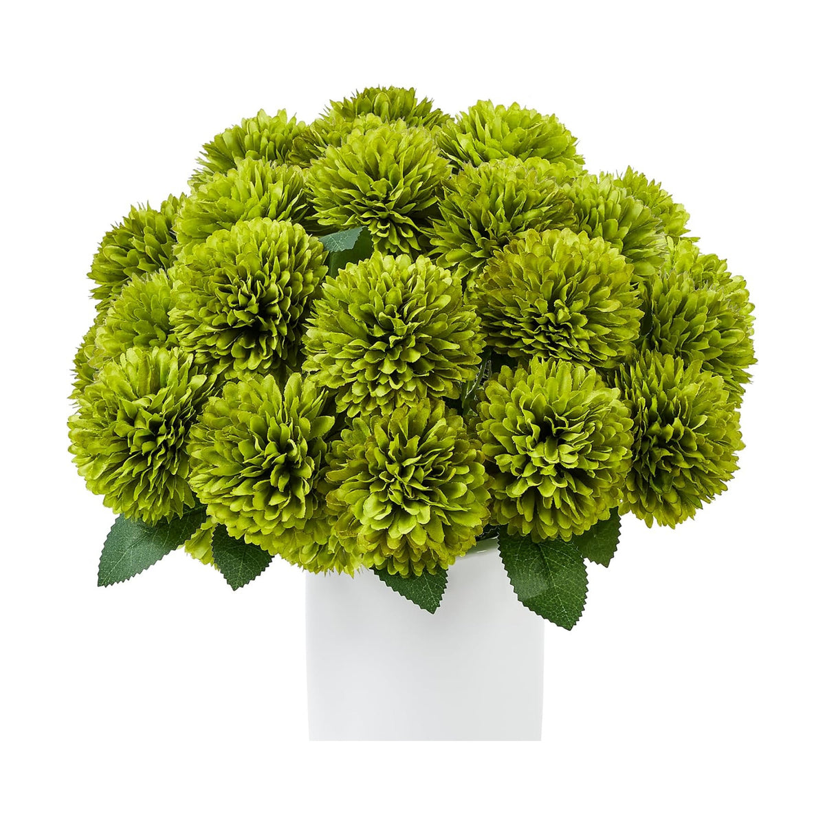 SITUMEIZI 12 Pcs Green Artificial Chrysanthemum Flowers, Fake Mums
