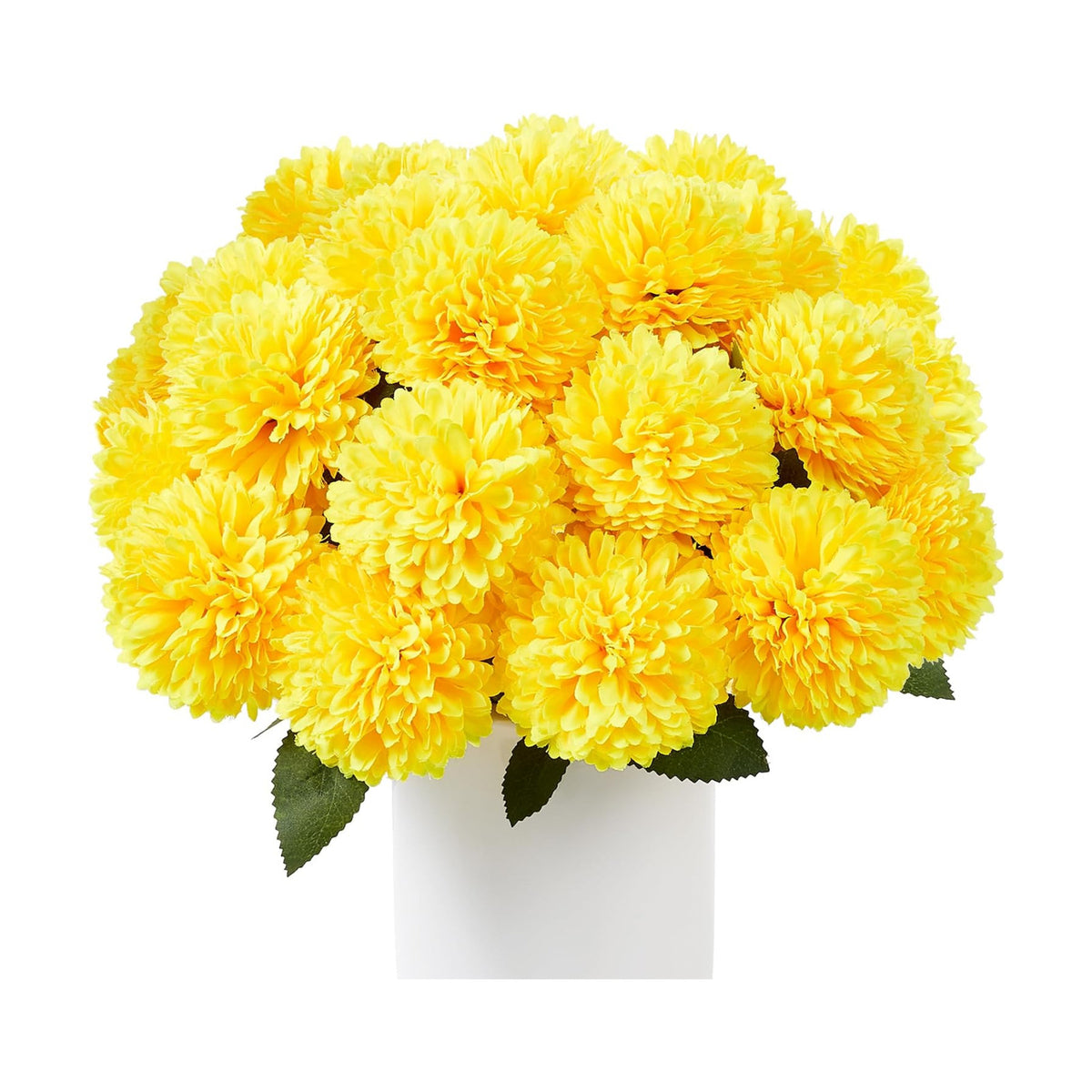 SITUMEIZI 12 Pcs Yellow Artificial Chrysanthemum Flowers, Fake Mums