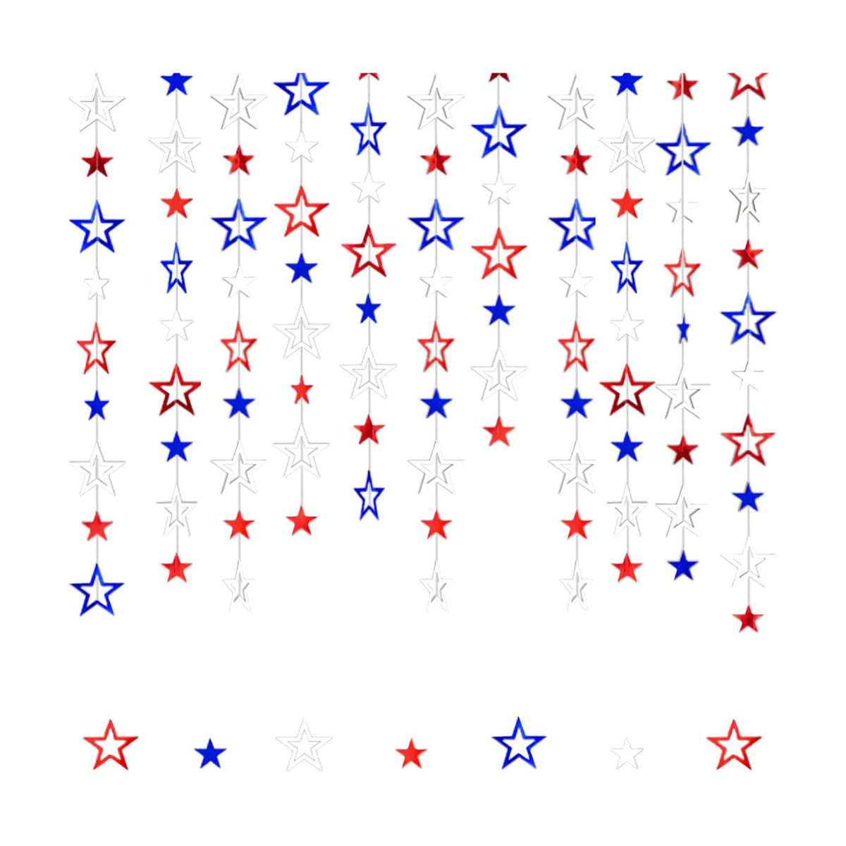Patriotic Star Streamers Banner Garland Glitter for 4th of July BBQ Memorial Day 250th Anniversary Party Glossy Independence Day Celebration Labor Day Decorations Red White Blue 1 Strand 157.5In