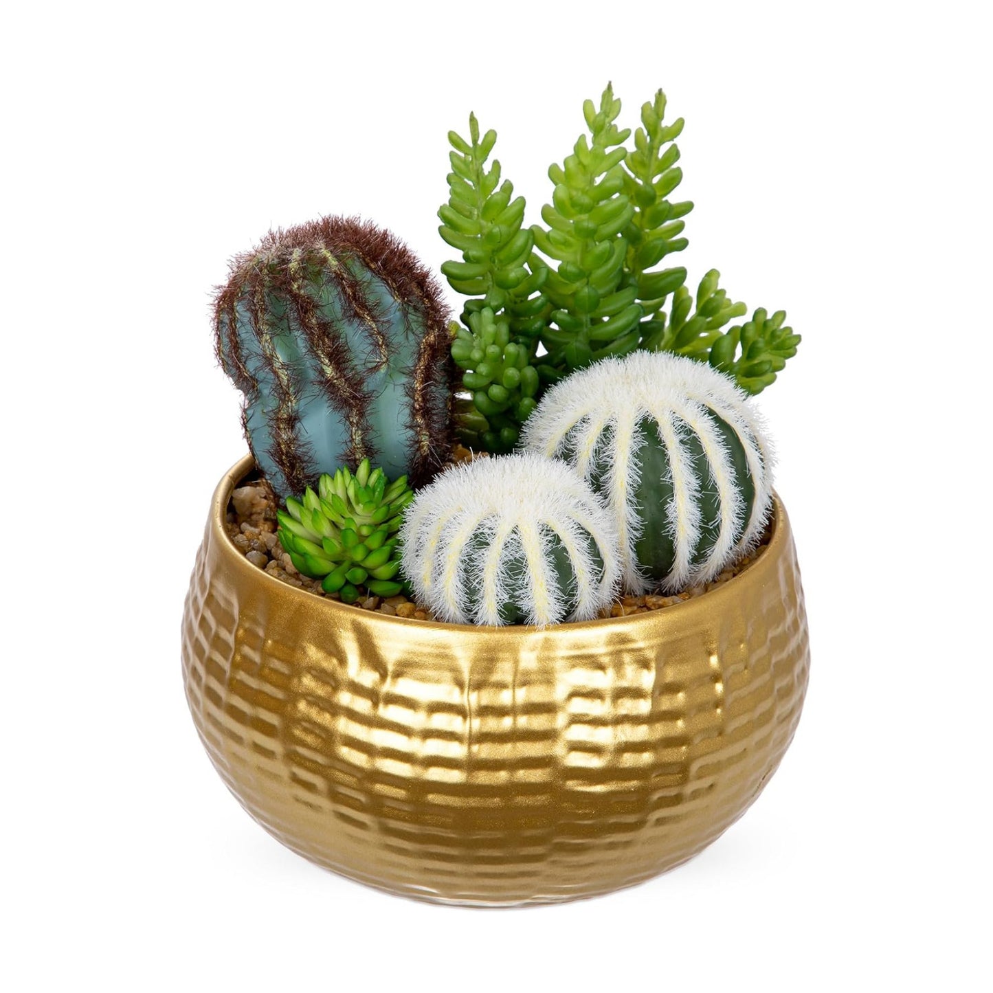 Artificial Cactus Plants Indoor / Gree & White& Gold Pot