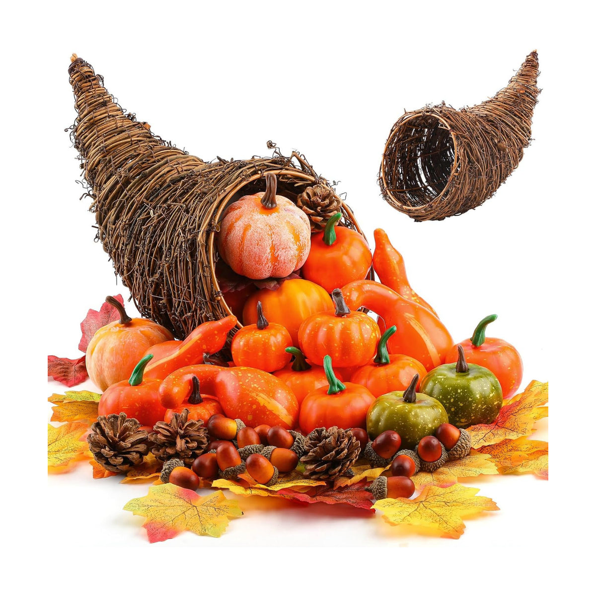 Fall Cornucopia Basket Fall Table Centerpieces 13.78'', Rustic