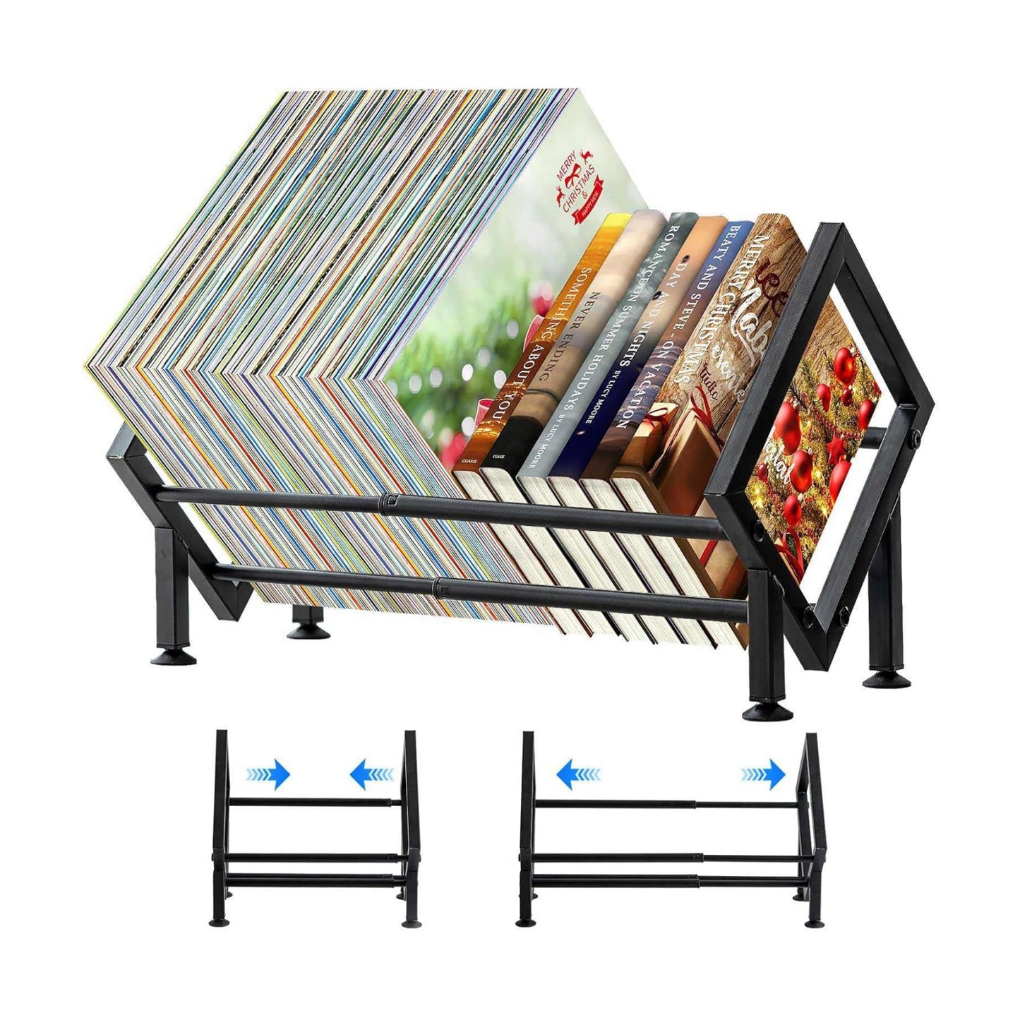 Adjustable Desktop Bookshelf for Desk Book Organizer, Tilting Tabletop Bookshelf in Office Home/Bedroom, Vinyl Record