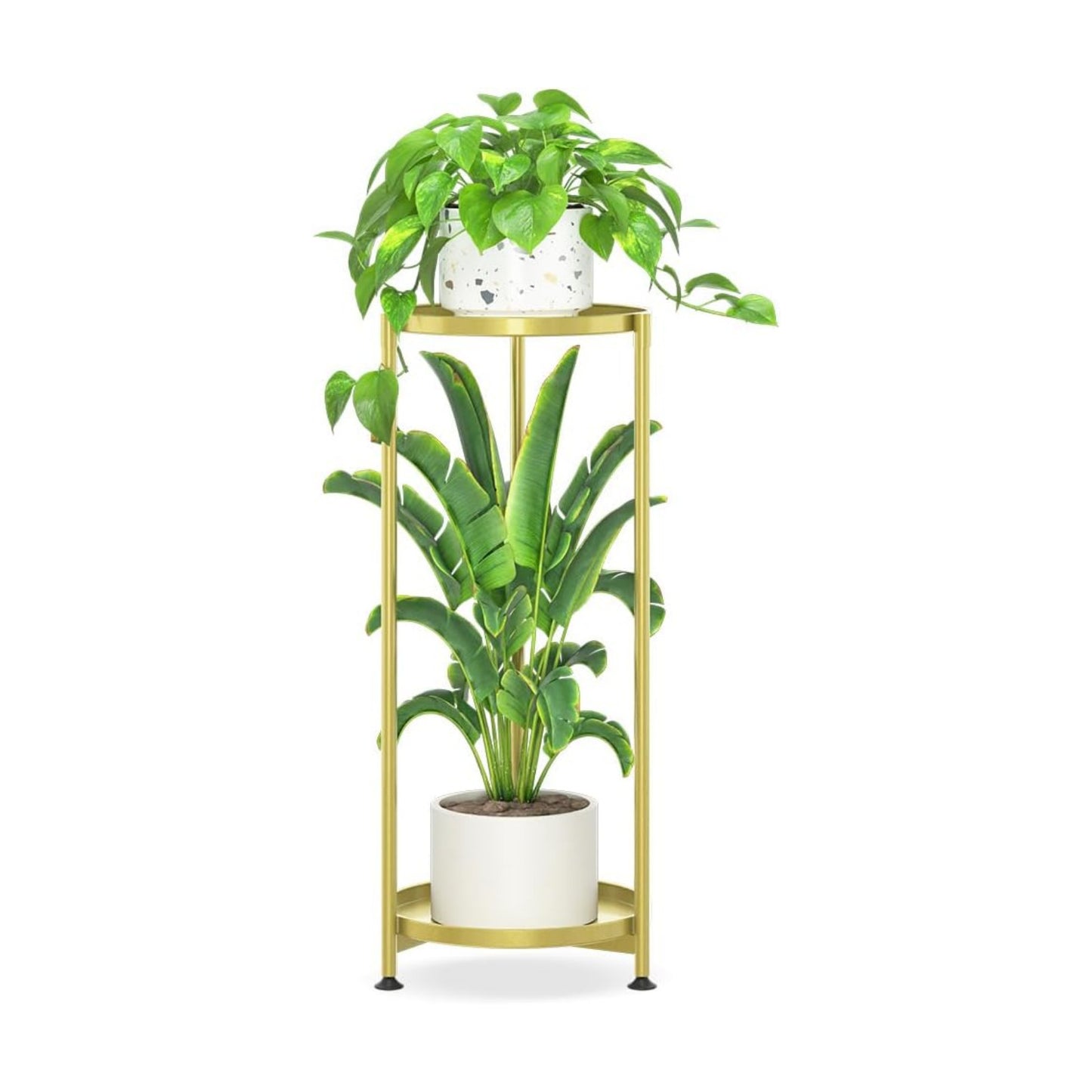 iDavosic.ly 2 Tier Metal Corner Plant Stand Indoor Outdoor, 29'' Tall Gold | Vertical Flower Display Holder for 11''
