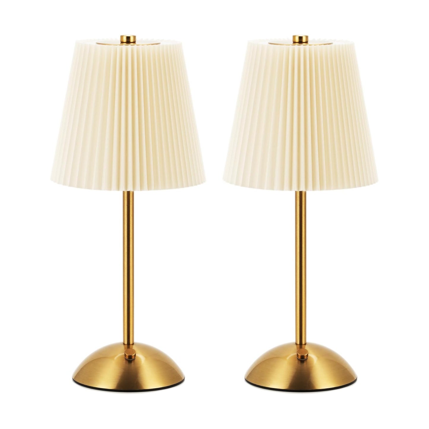 2-Pack Cordless Rechargeable Table Lamp, 3-Color Dimmable Touch Light | 3000mAh Battery Operated, Beige Fabric Shade