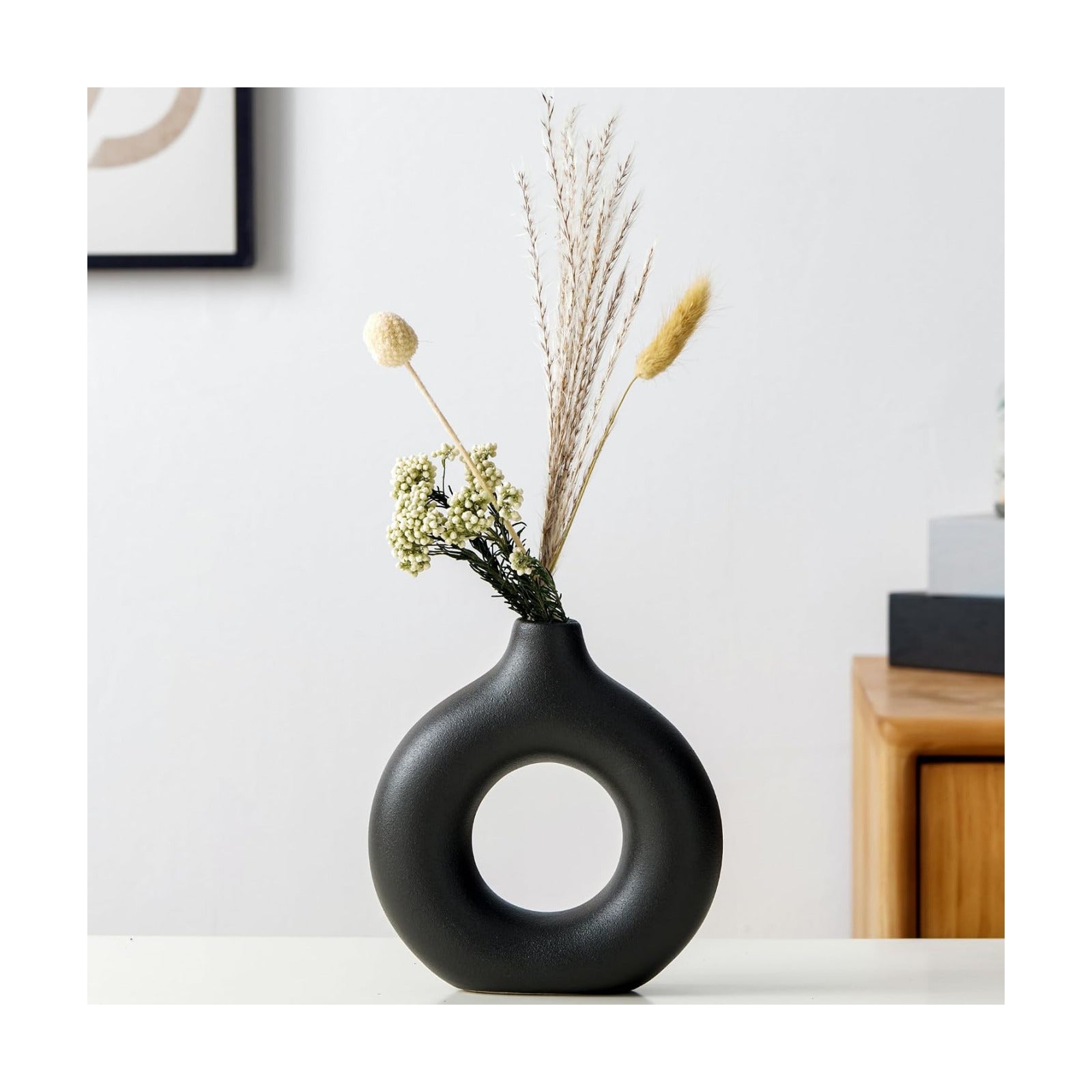 Modern Vase / Modern Donut-Shaped Decorative Vases / Black / Small