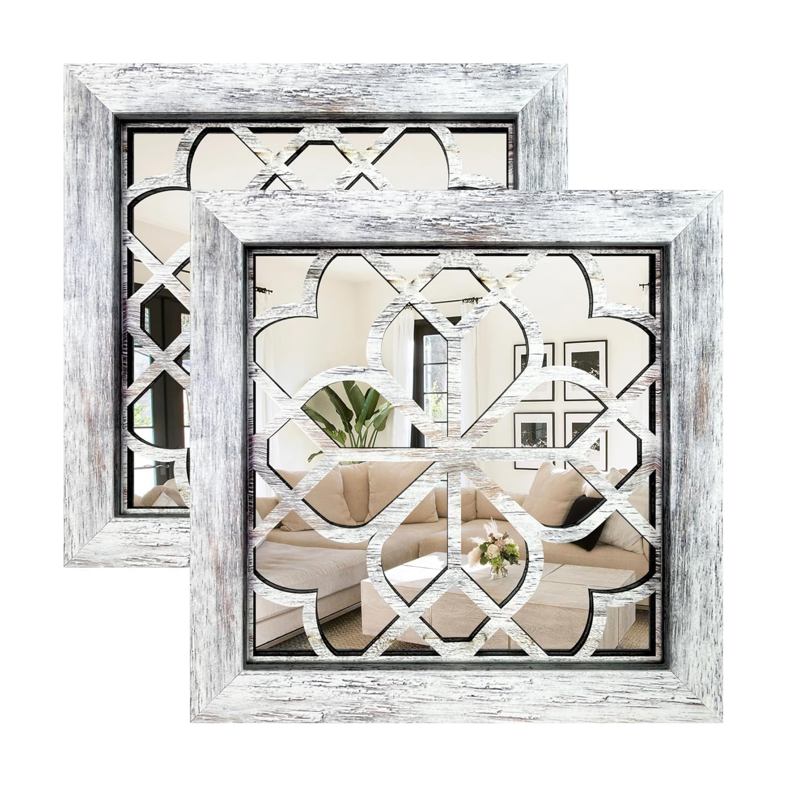 Boho Wall Mirror Decor / Grey / 12*12in / 12 x 12 / Set of 2