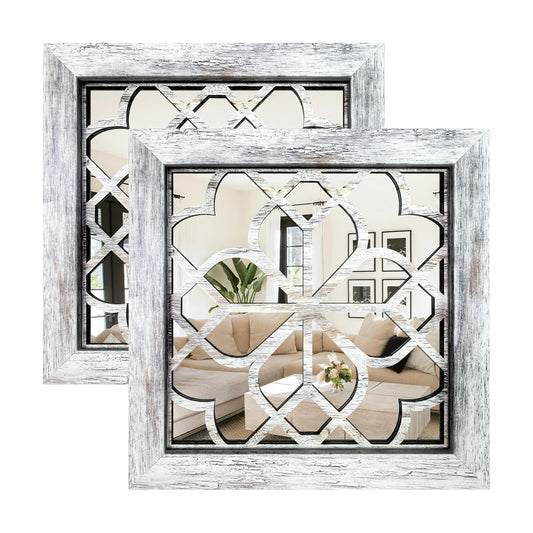 Boho Wall Mirror Decor / Grey / 12*12in / 12 x 12 / Set of 2