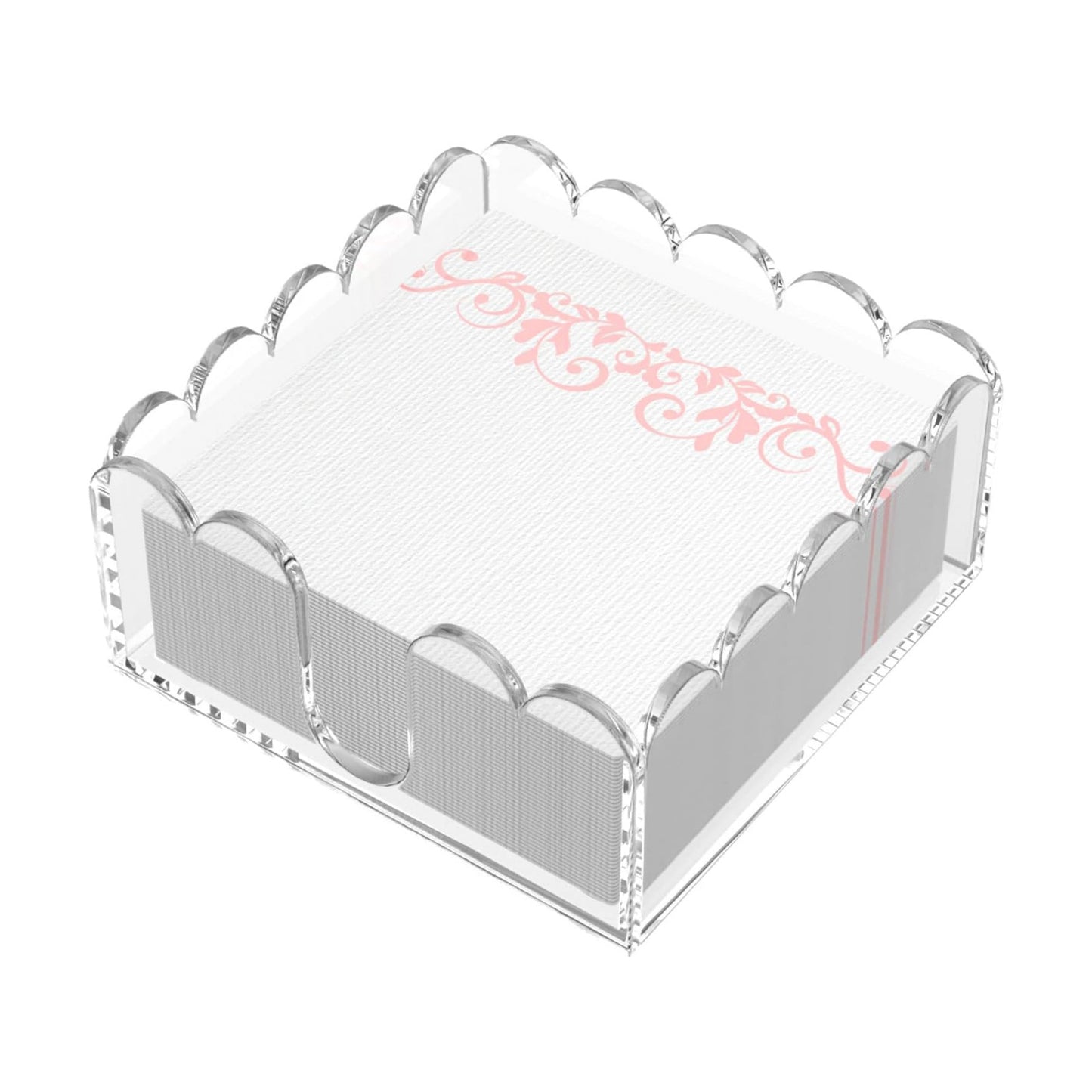 Scalloped Tray and Dispenser / Cocktail Napkin Holder / Clear
