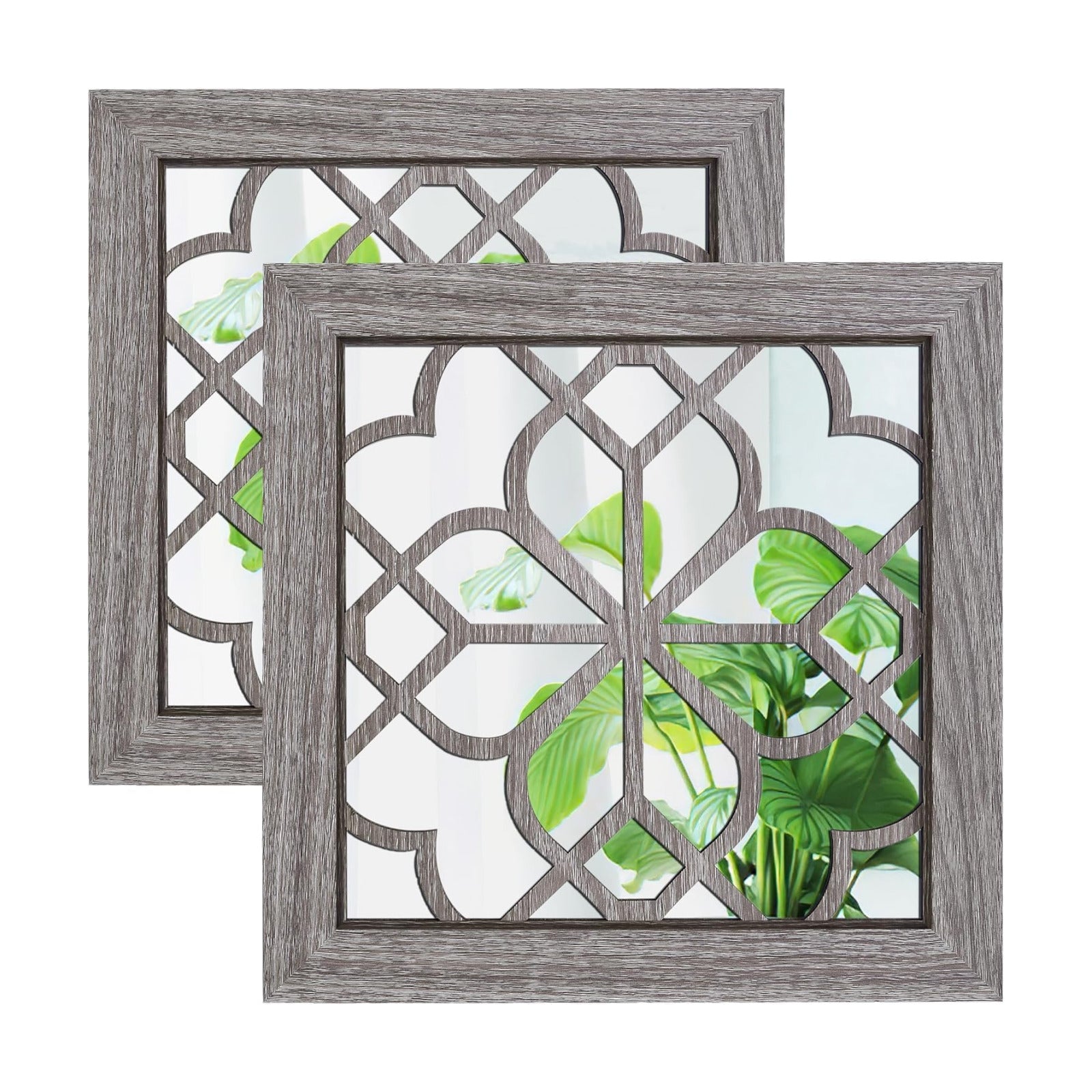 Boho Wall Mirror Decor / Brown / 12*12in / 12 x 12 / Set of 2