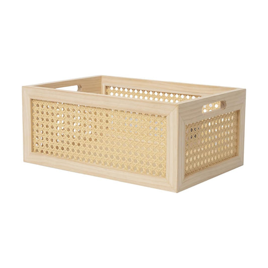 Rattan Storage Basket Wooden Box Wooden Storage Bins Rustic Boho Farmhouse Home Decor / Original