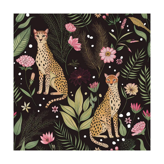Peel and Stick Wallpaper Jungle Leopard Wallpaper Removable Floral Wallpapers / Black / 17.5 x 118