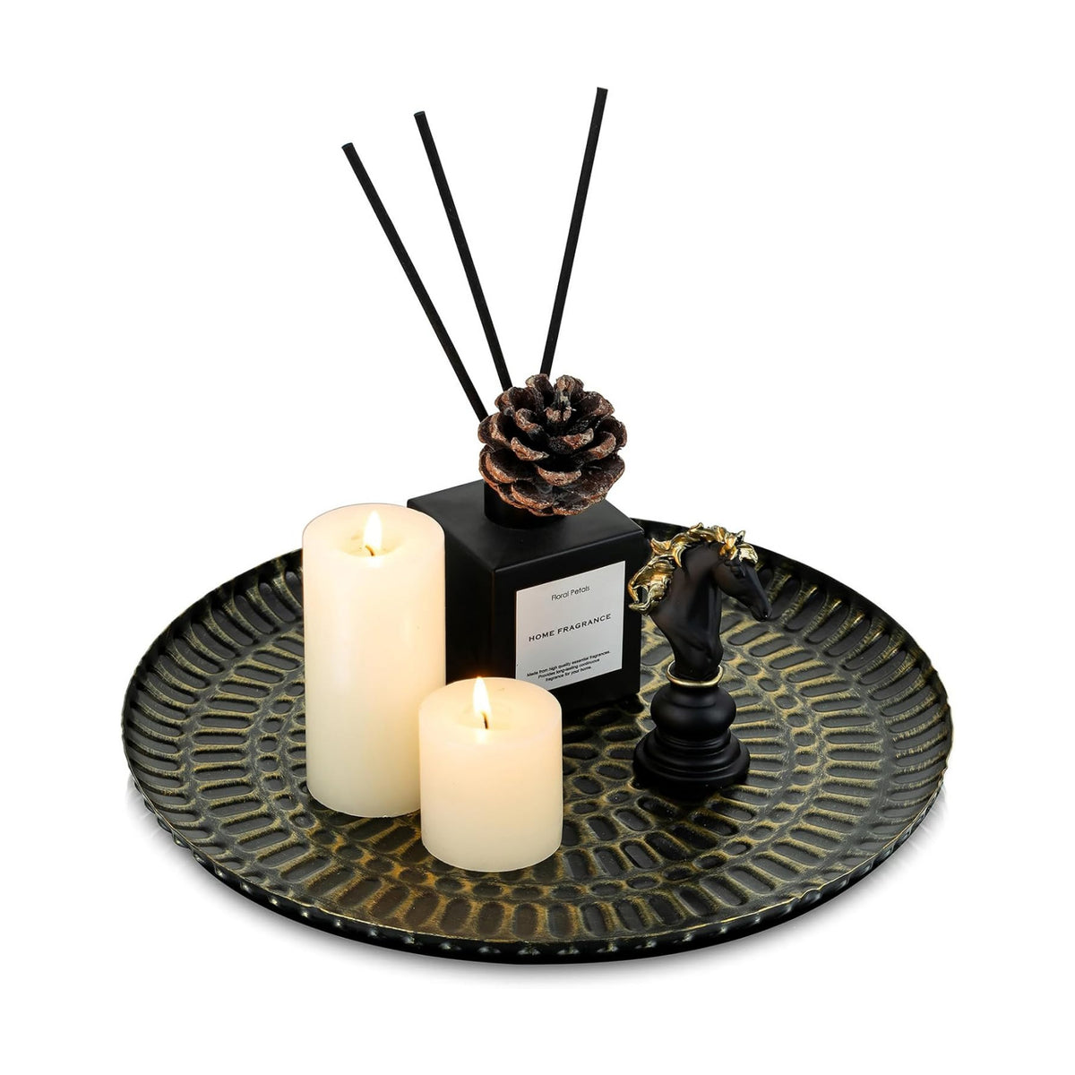 Romadedi Round Decorative Candle Tray, 11.8 Inch