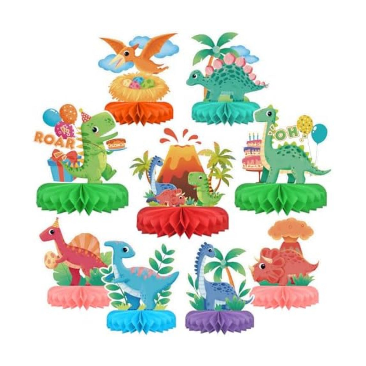 Dinosaur Birthday Party Supplies Kit - Dinosaur Themed Table Decorations with Honeycomb Centerpiece for Splendid Birthday Party Decorations