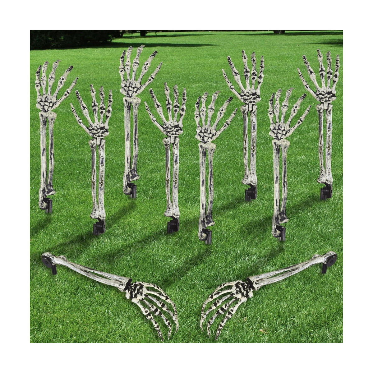 DIYDEC 10PCS Halloween Skeleton Arm Gray Hands Stakes for Outoor Decor